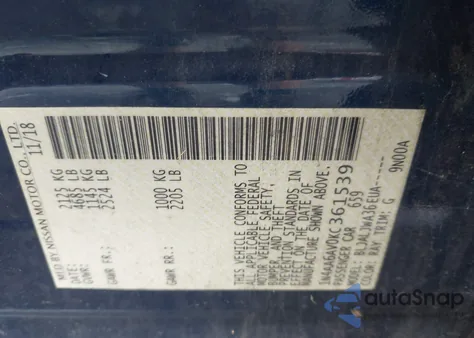 2019 Nissan Maxima 3.5 Sv from USA, damaged, VIN 1N4AA6AV0KC361539